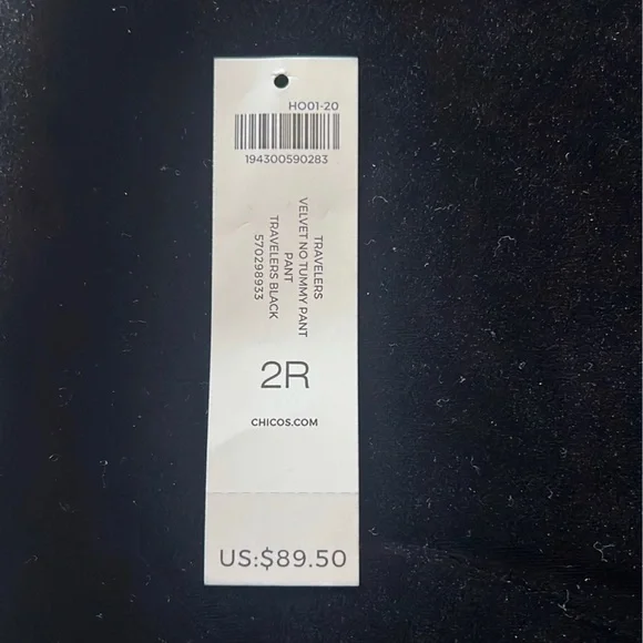 Chico's Black Velvet Travelers Pant 2R Large Size 12 - Picture 2 of 4